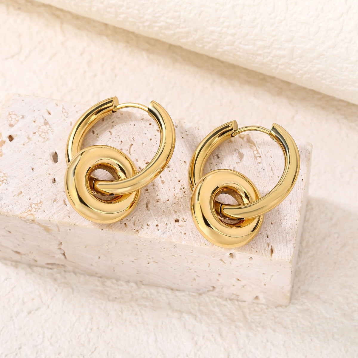 Pendant Drop Huggie Hoop Earrings, Bold 14g Statement