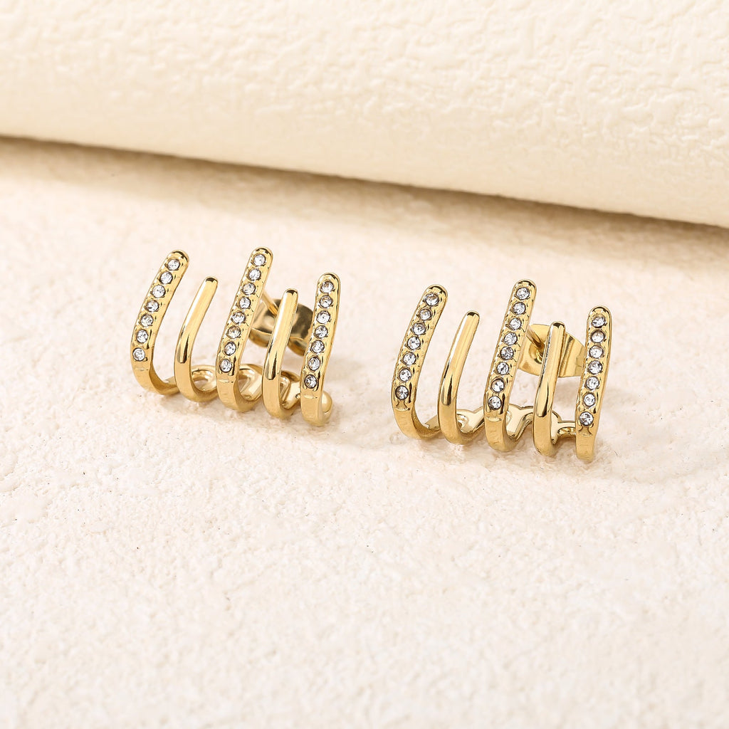CZ Leaf Pearl Gold Stud Earrings, Secure Lever Back
