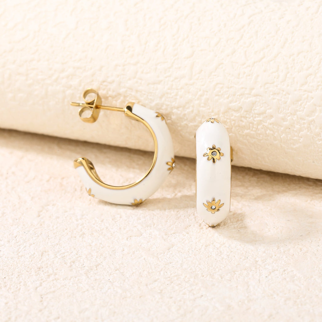Chunky CZ-Accented Hoop Earrings, 2cm Sparkle Hoop