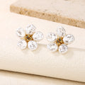 Baroque Pearl Flower Stud Earrings, 2.8cm Floral Stud