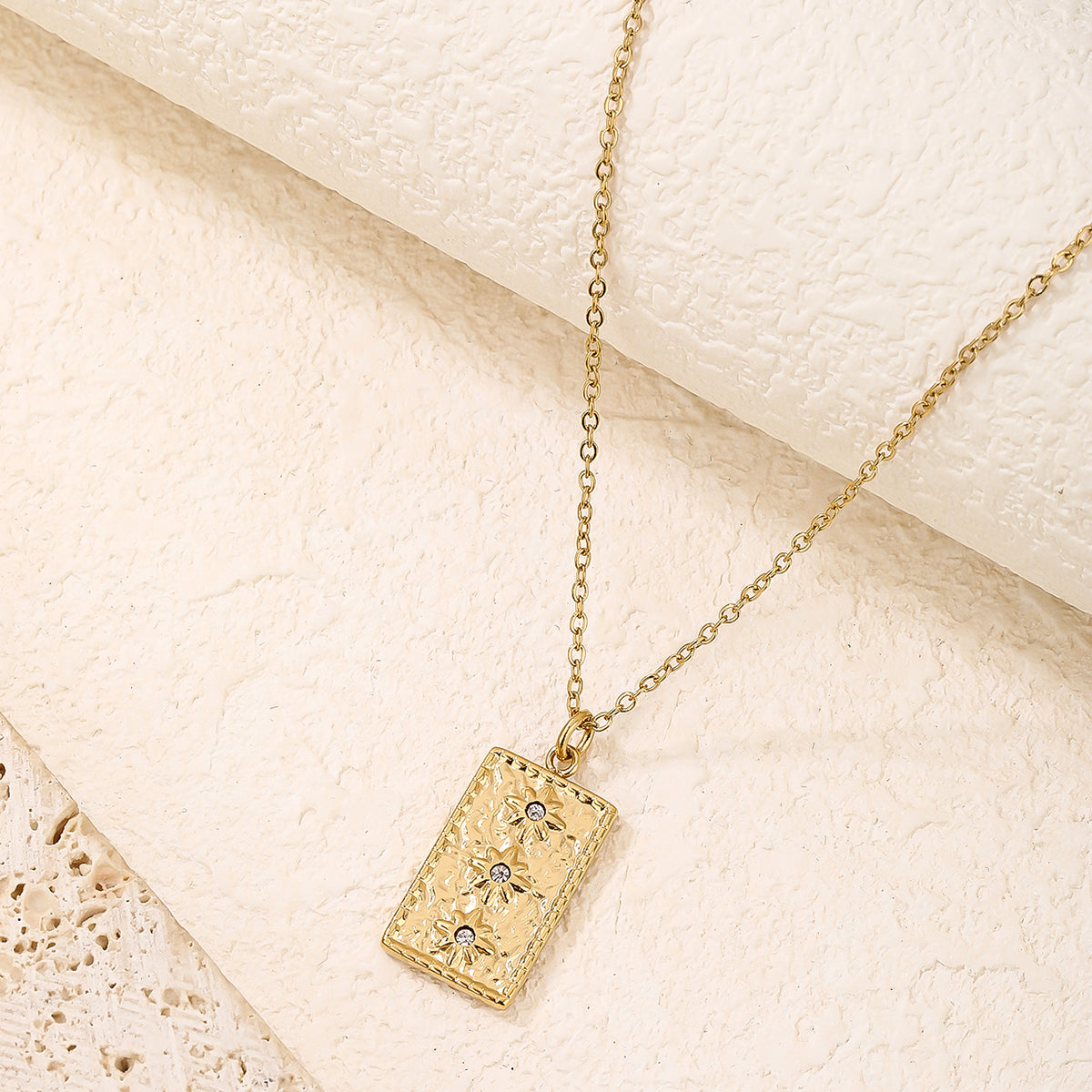 Rectangle Starburst Pendant Necklace