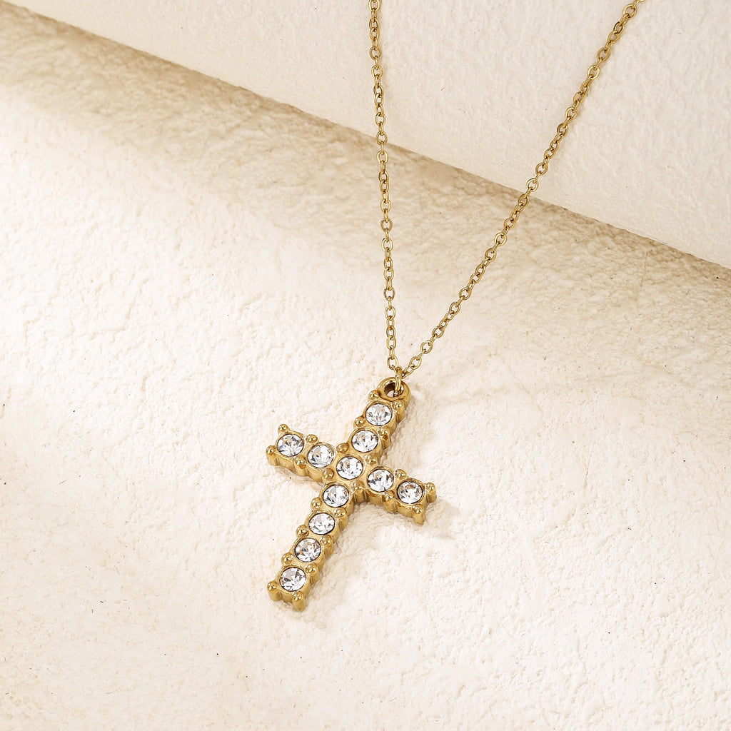 Faith Cross Pendant Necklace with CZ