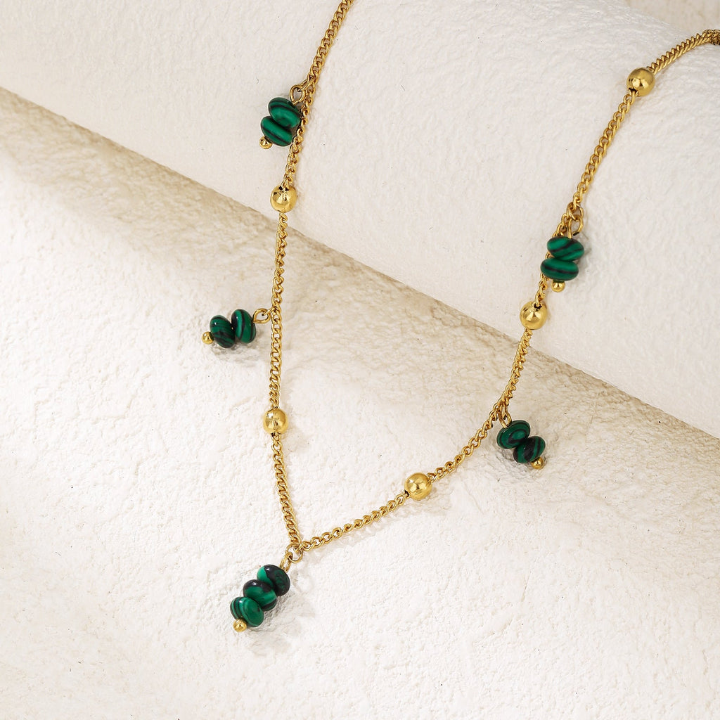 Green Malachite Beaded Choker Necklace