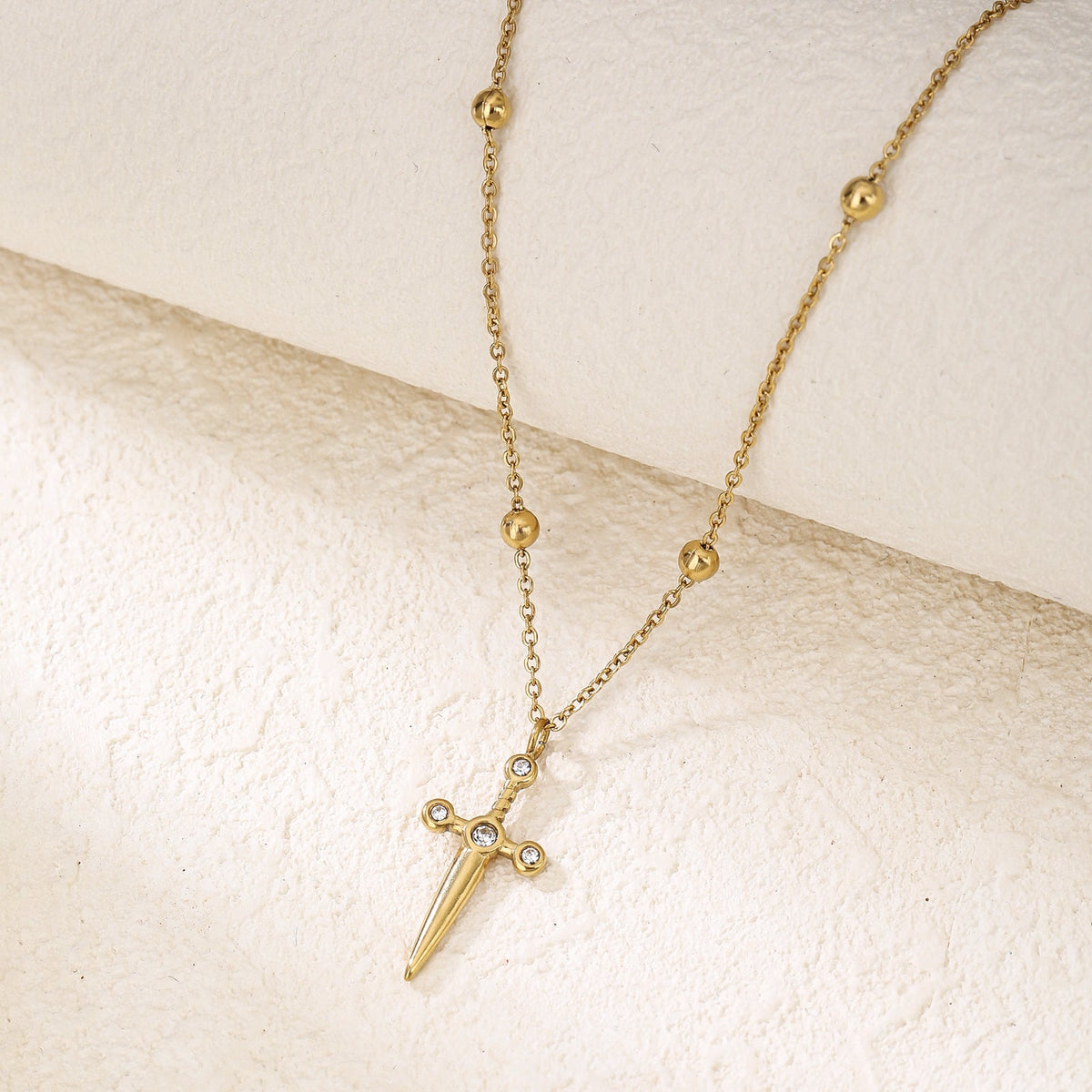 Four-Stone Cross Pendant Necklace