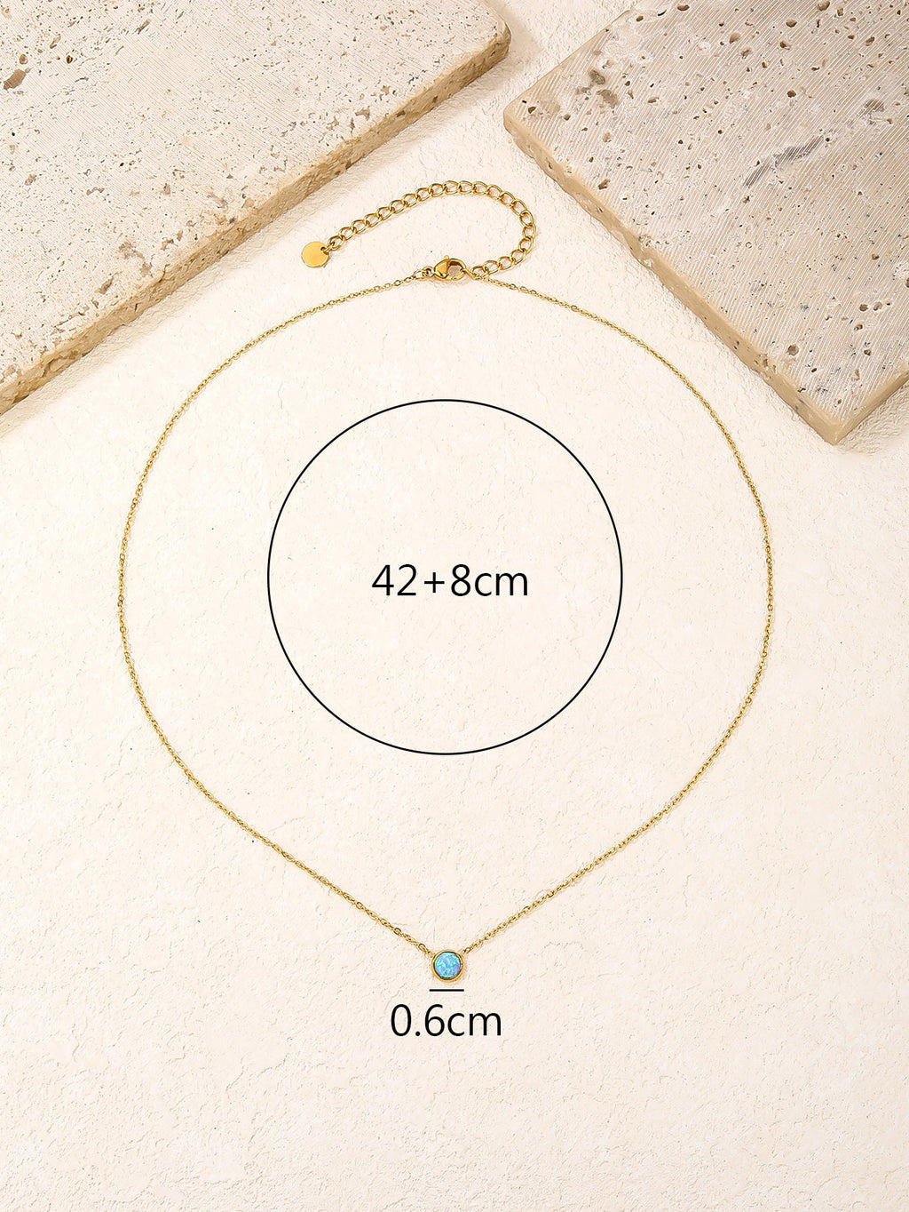 6mm Blue Opal Pendant Necklace