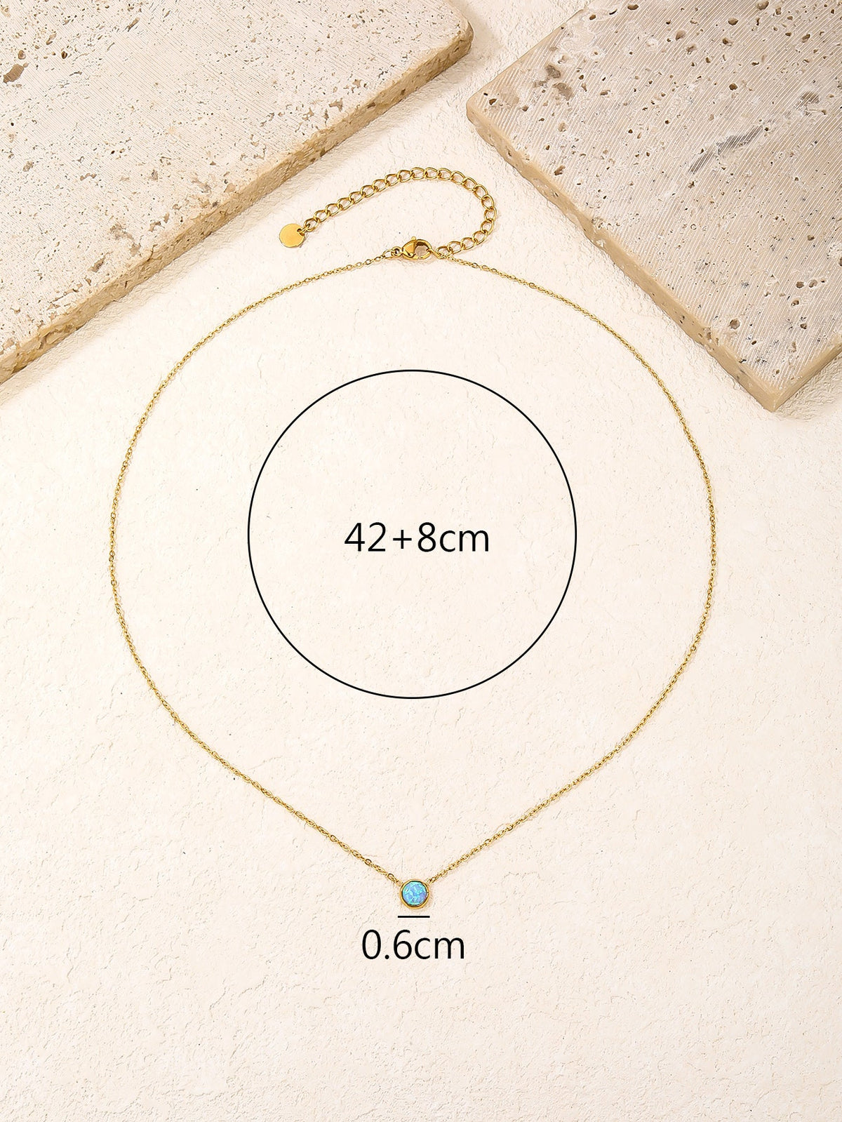 6mm Blue Opal Pendant Necklace
