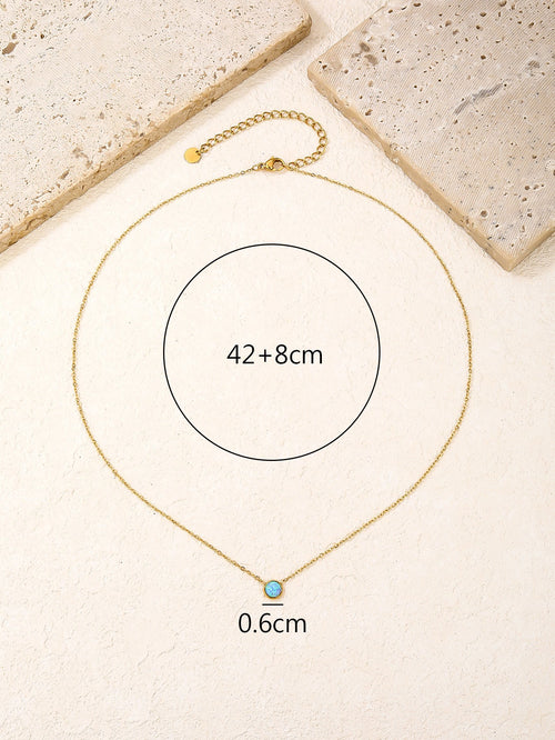 6mm Blue Opal Pendant Necklace