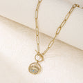 Paperclip-Chain Evil Eye Pendant Necklace