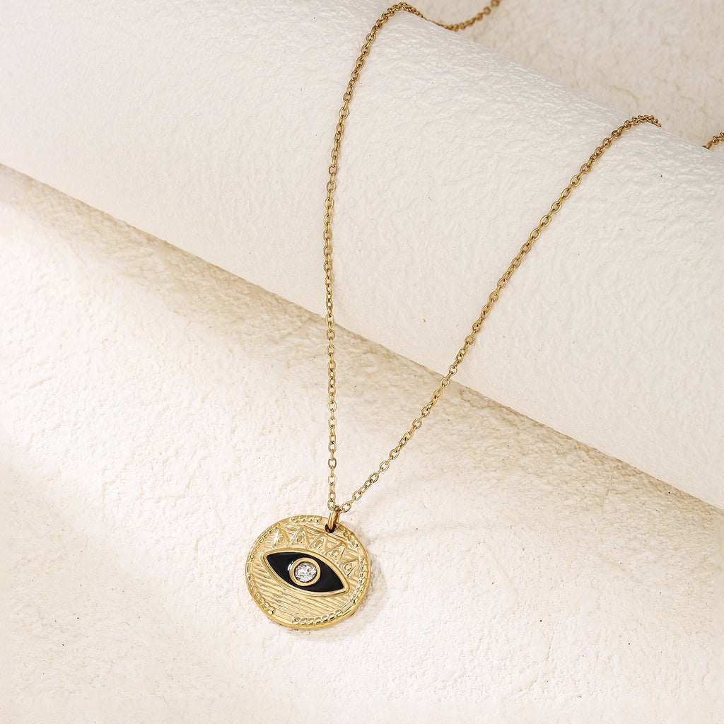 Jet-Black Evil Eye Pendant Necklace