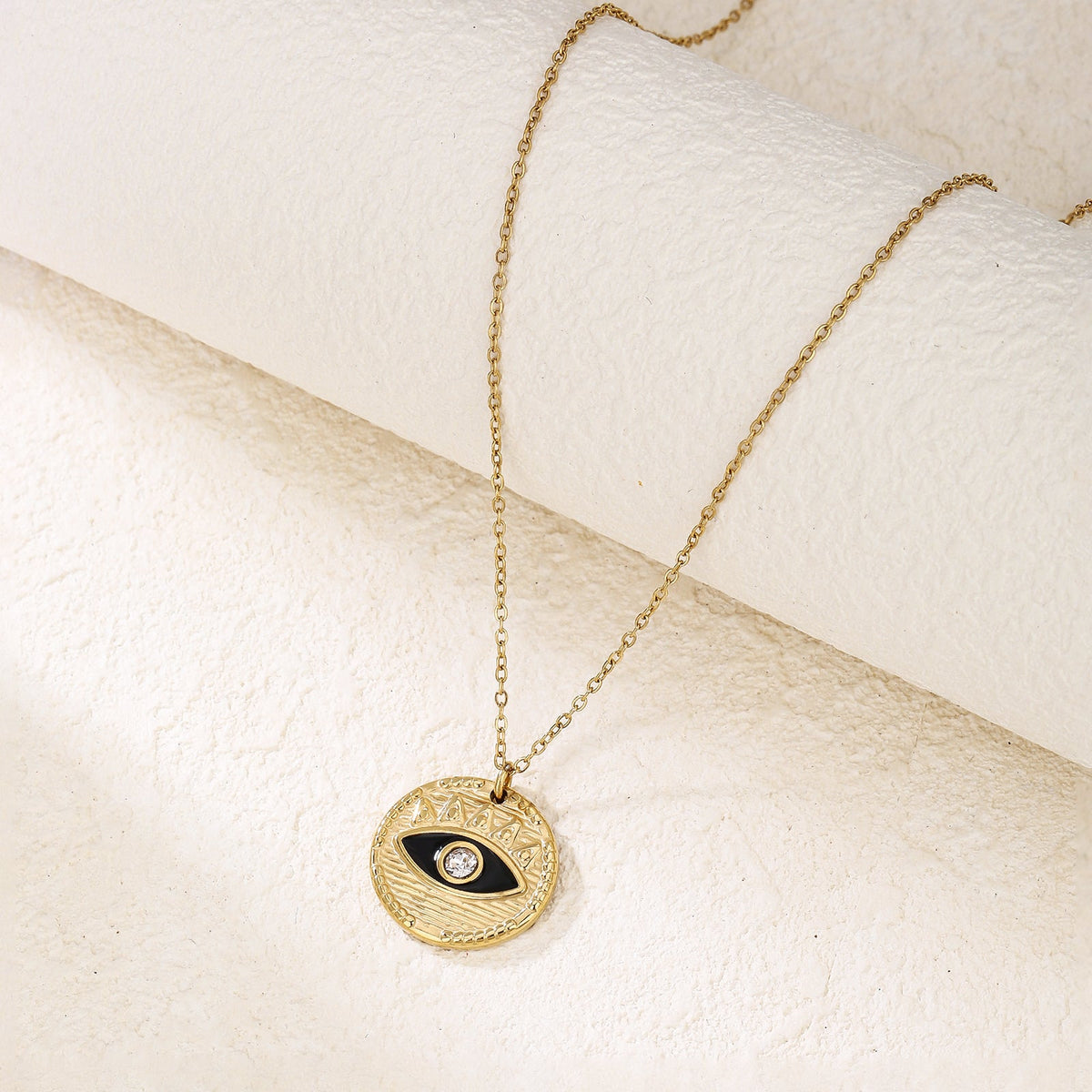 Jet-Black Evil Eye Pendant Necklace