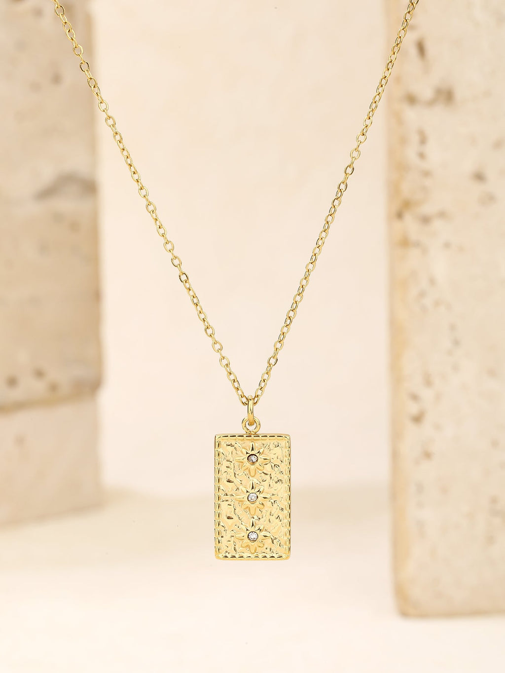 Rectangle Starburst Pendant Necklace