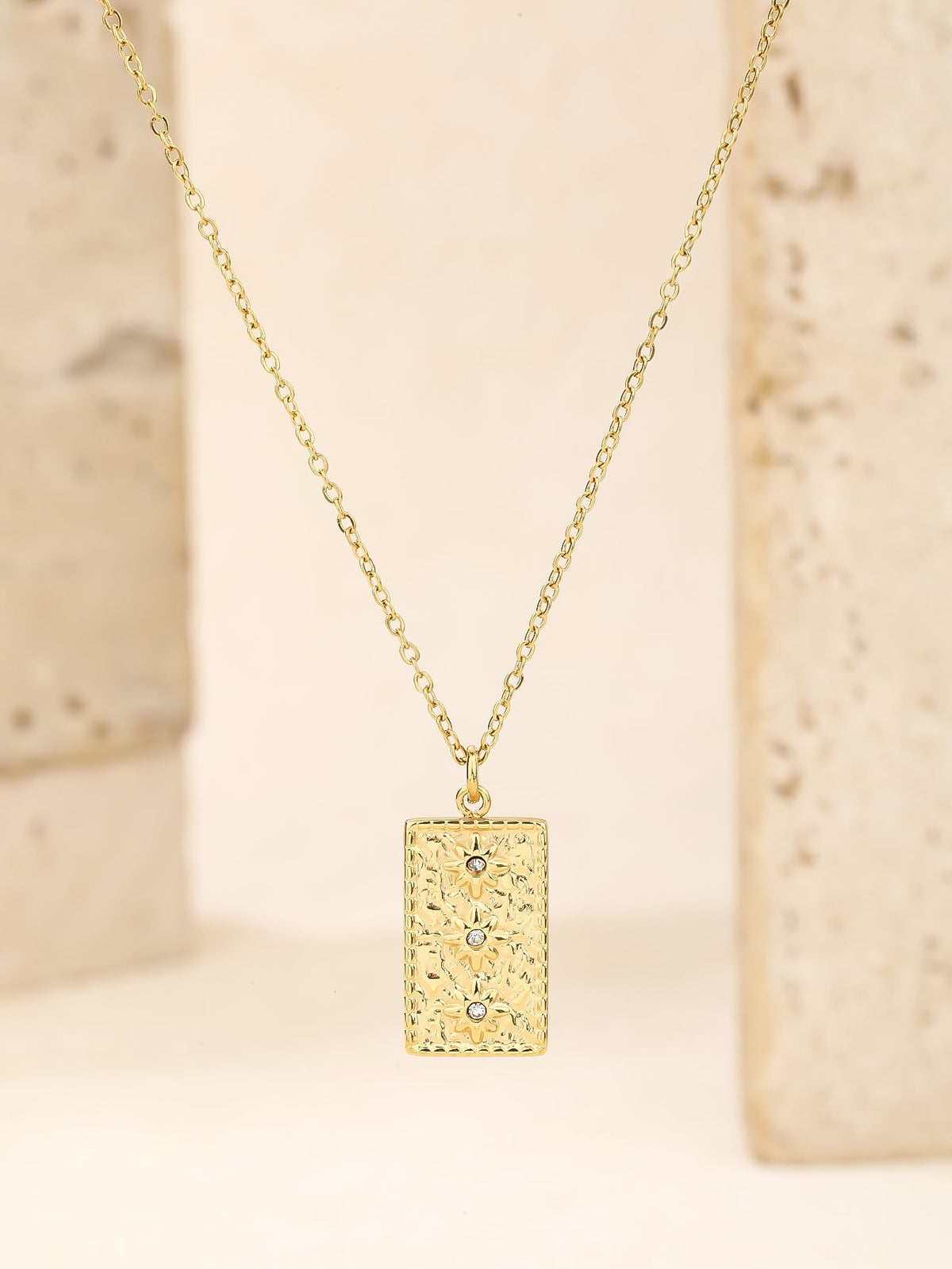 Rectangle Starburst Pendant Necklace