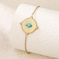 18K gold plated turquoise rhombus link chain bracelet