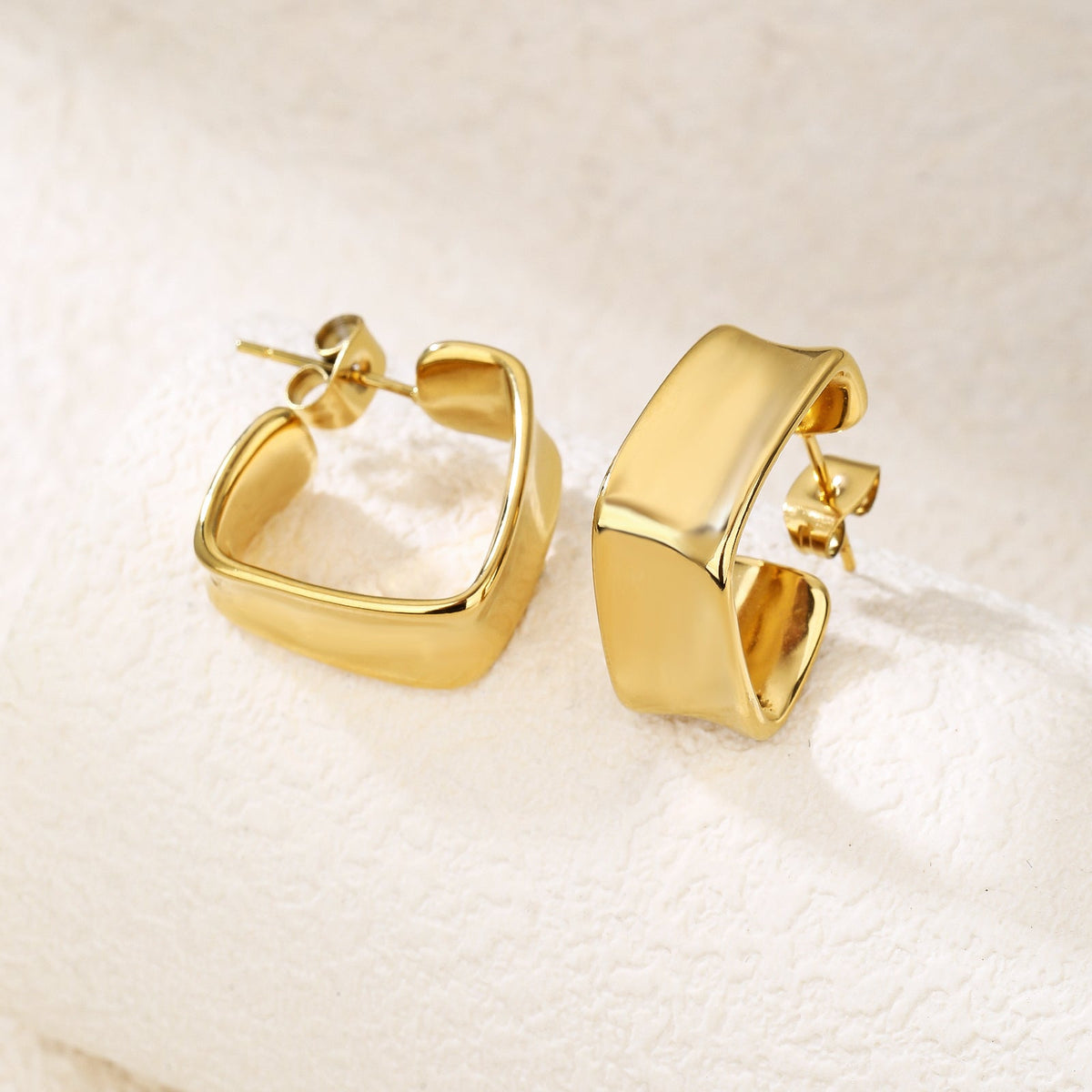 Mini Chunky Gold Open Hoop Earrings, Thick Tube