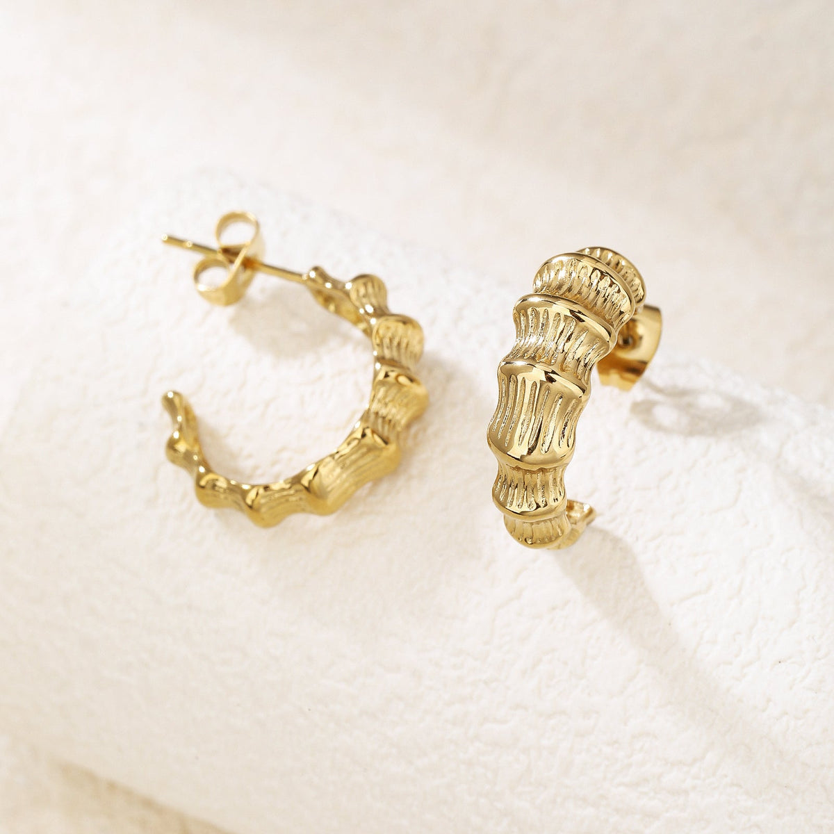 Lightweight Chunky Gold Open Hoop Earrings, 2cm