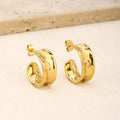 Trendy Gold Chunky Hoop Earrings, Everyday 2.5cm