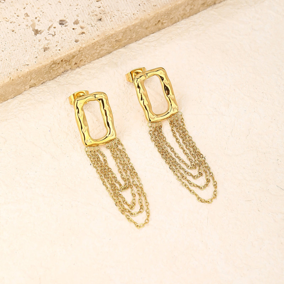 Tassel Chain Drop Earrings, Fringed Movement Style