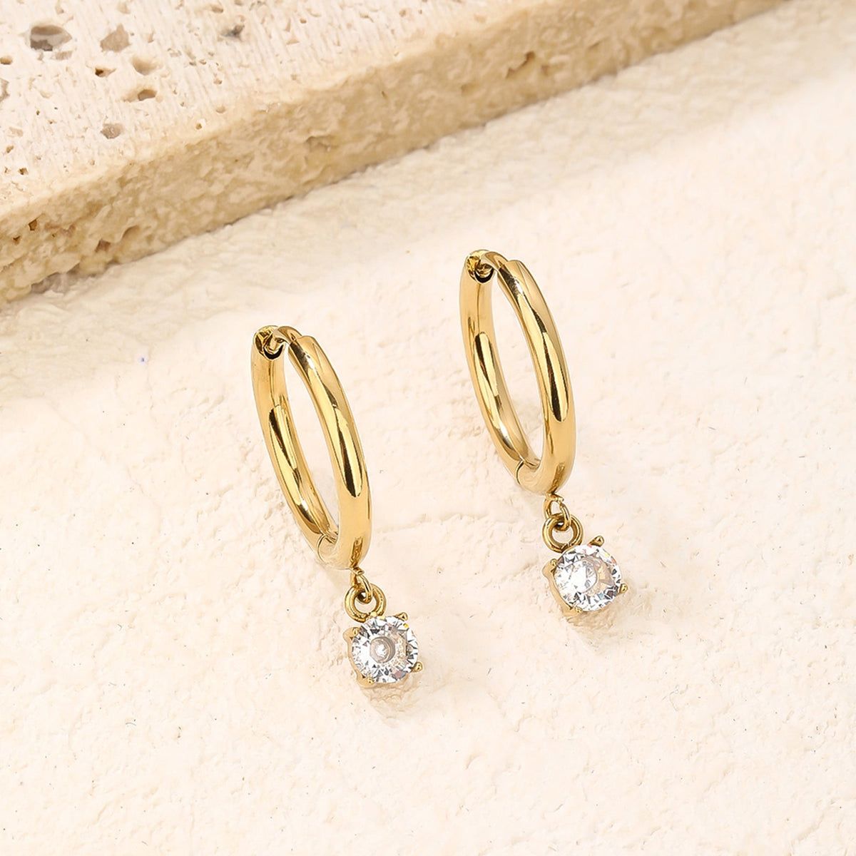 Tiny CZ Huggie Hoop Earrings, Flexible Pin, 2.4cm