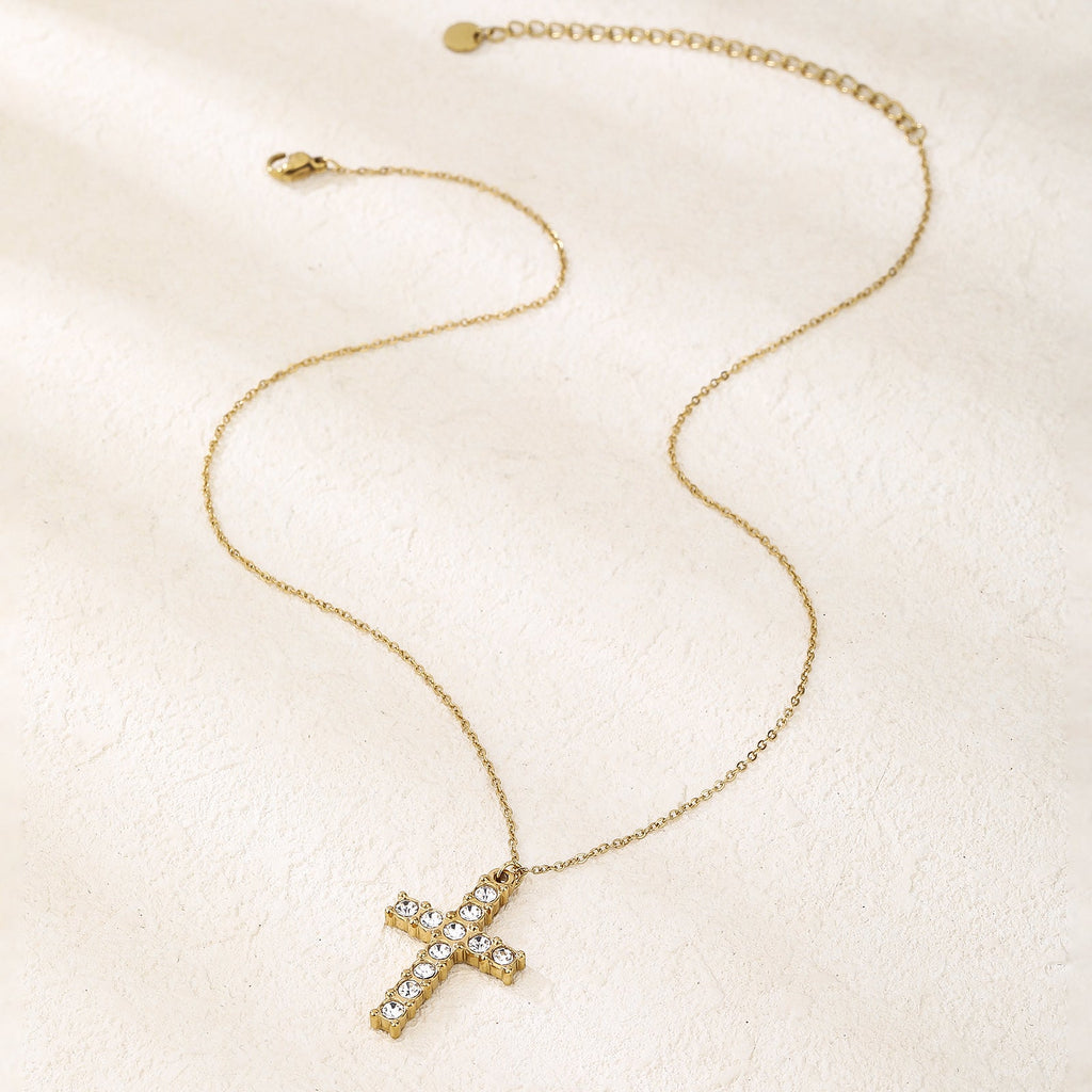 Faith Cross Pendant Necklace with CZ