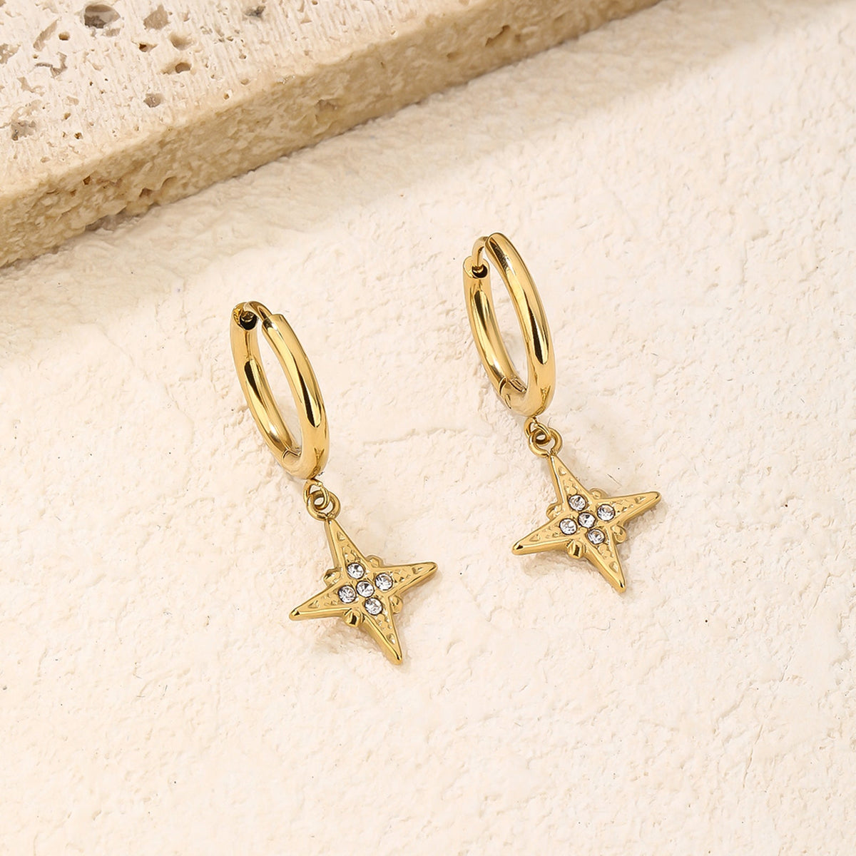 CZ Pave Hoop Dangle Drop Earrings, Flexible Pin