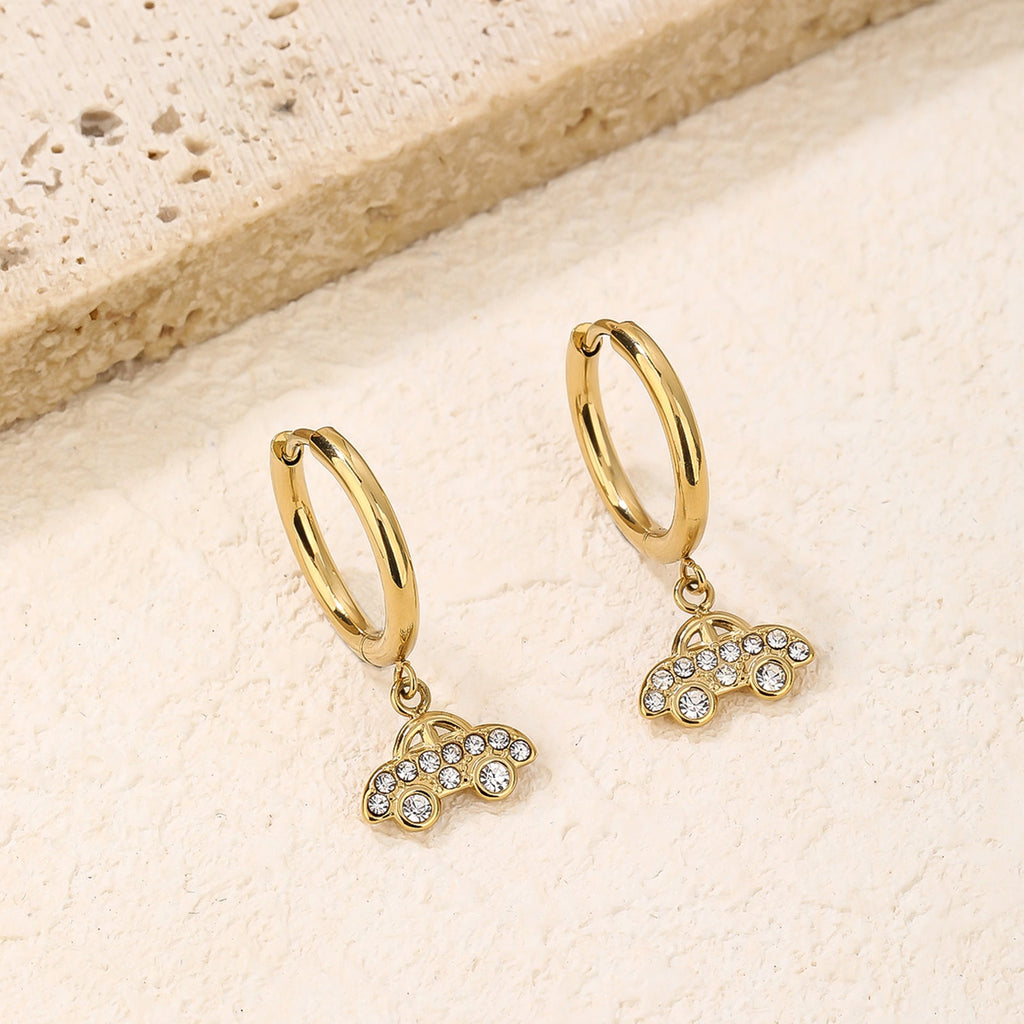 Delicate CZ Dangle Hoop Earrings, Flexible Fit