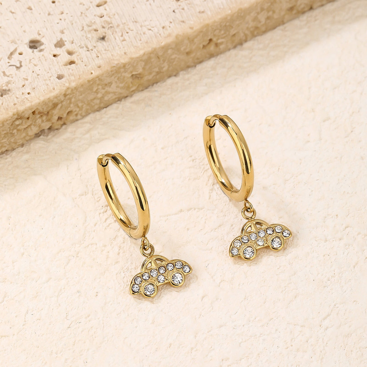 Delicate CZ Dangle Hoop Earrings, Flexible Fit