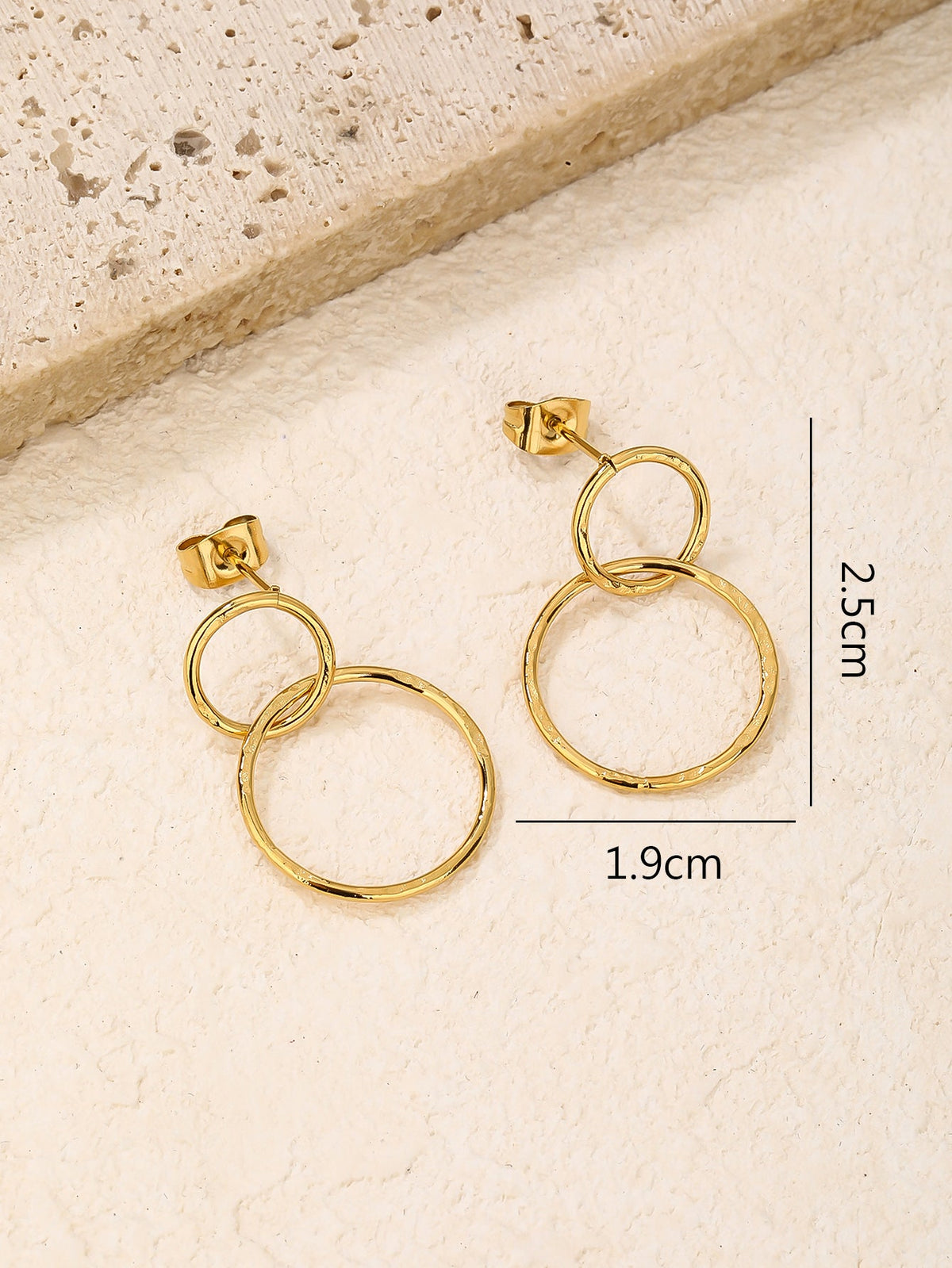 Double Circle Earrings, Interlocking Compact Design