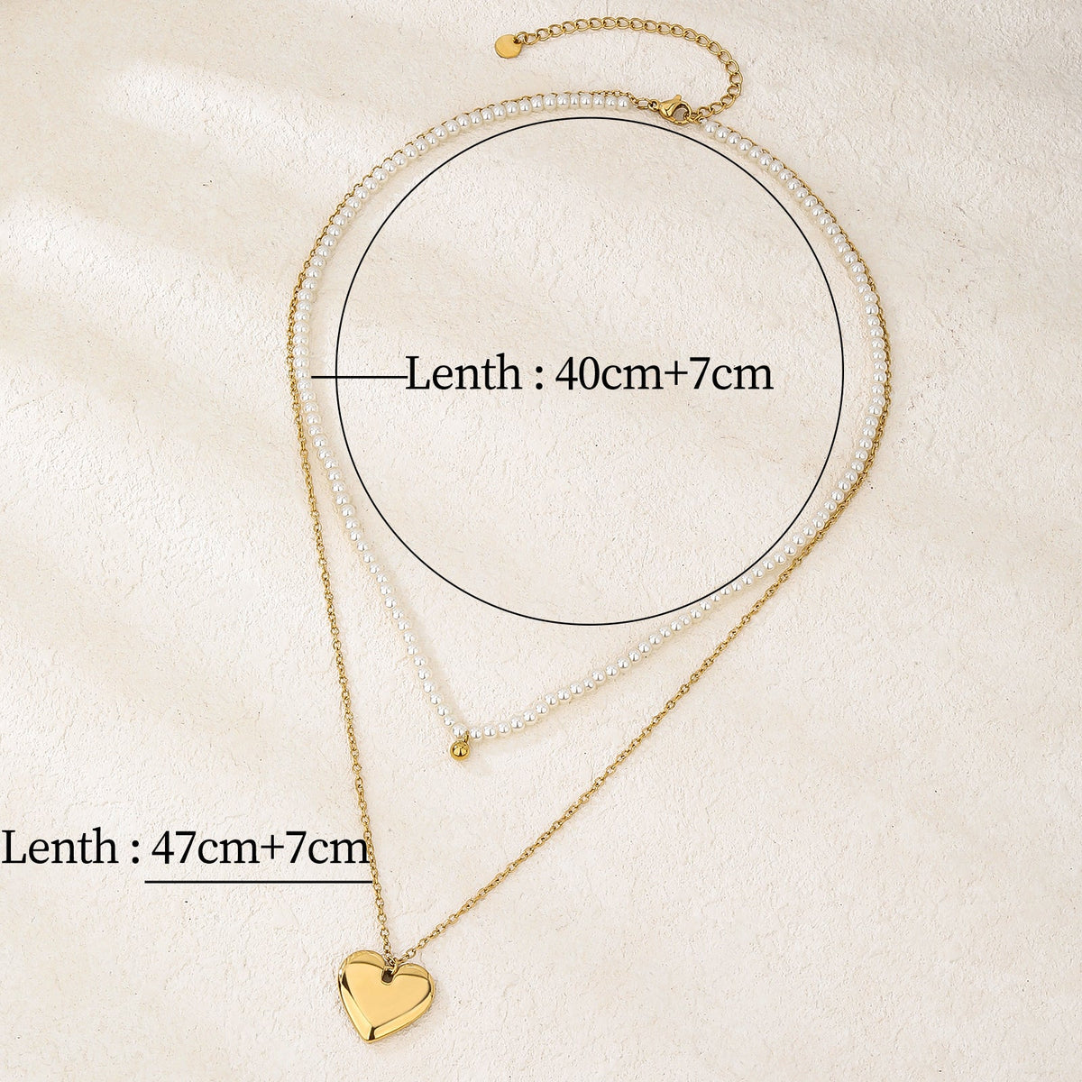 Stacked Pearl Heart Pendant Necklace