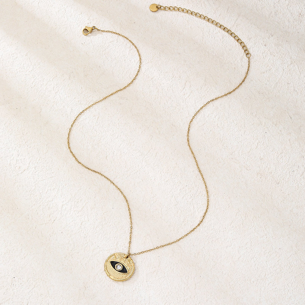 Jet-Black Evil Eye Pendant Necklace