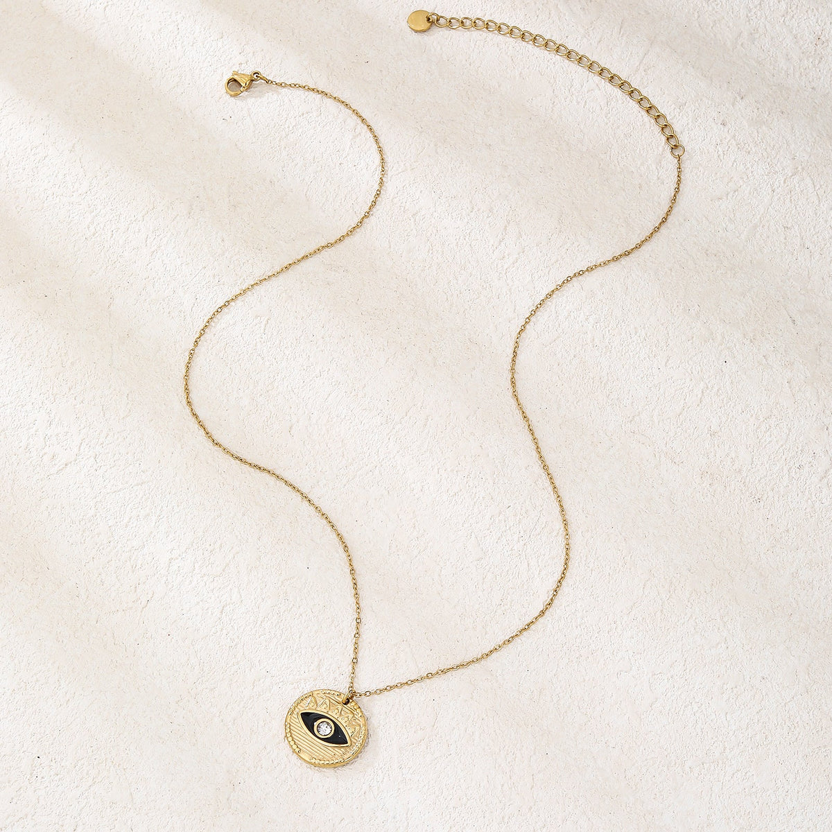 Jet-Black Evil Eye Pendant Necklace