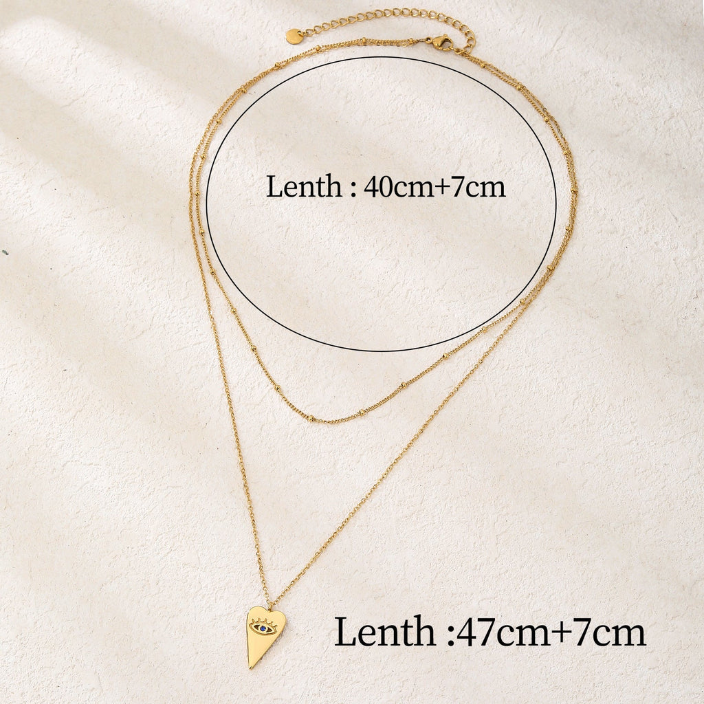 Layered Pearl Choker & Heart Necklace Set