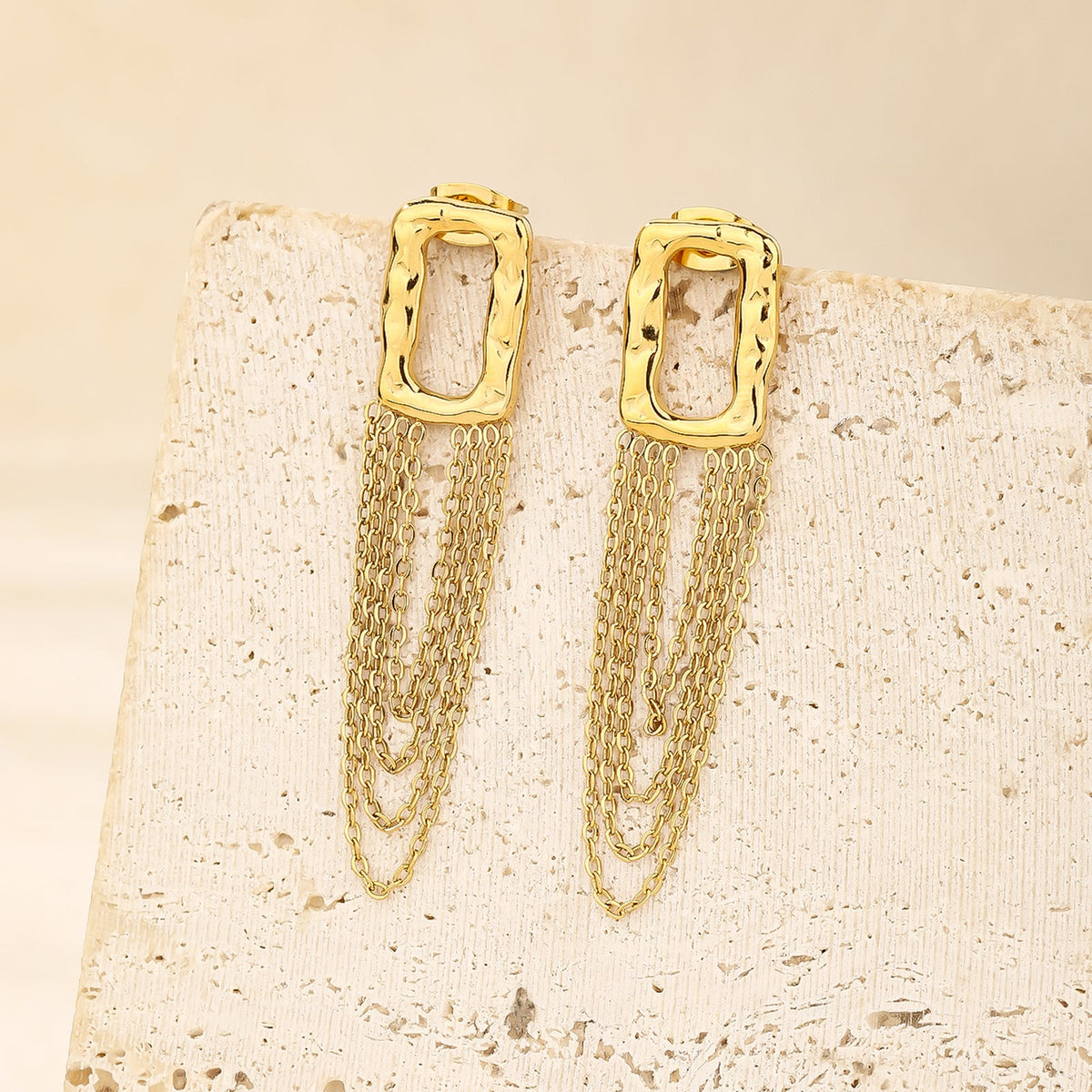 Tassel Chain Drop Earrings, Fringed Movement Style