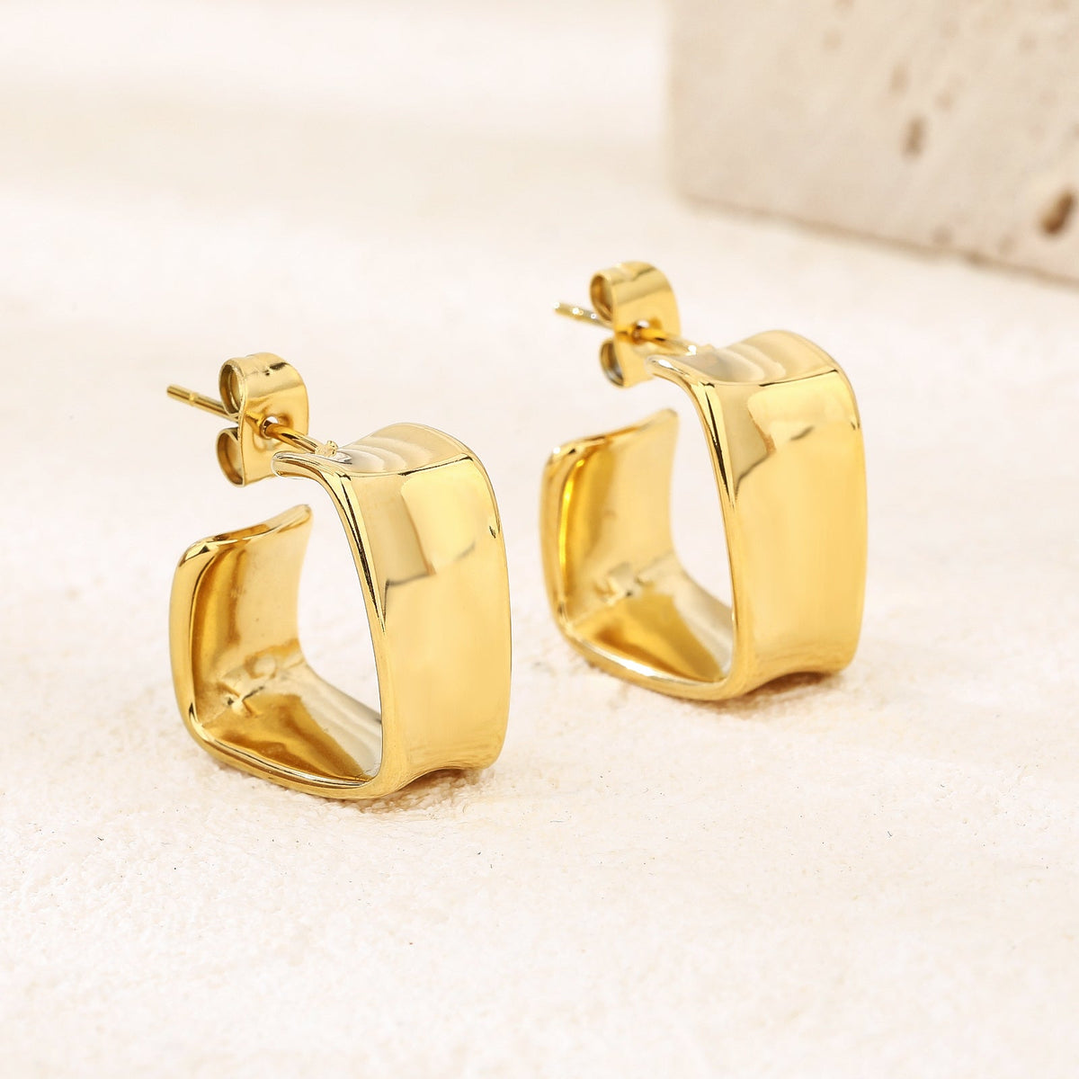 Mini Chunky Gold Open Hoop Earrings, Thick Tube