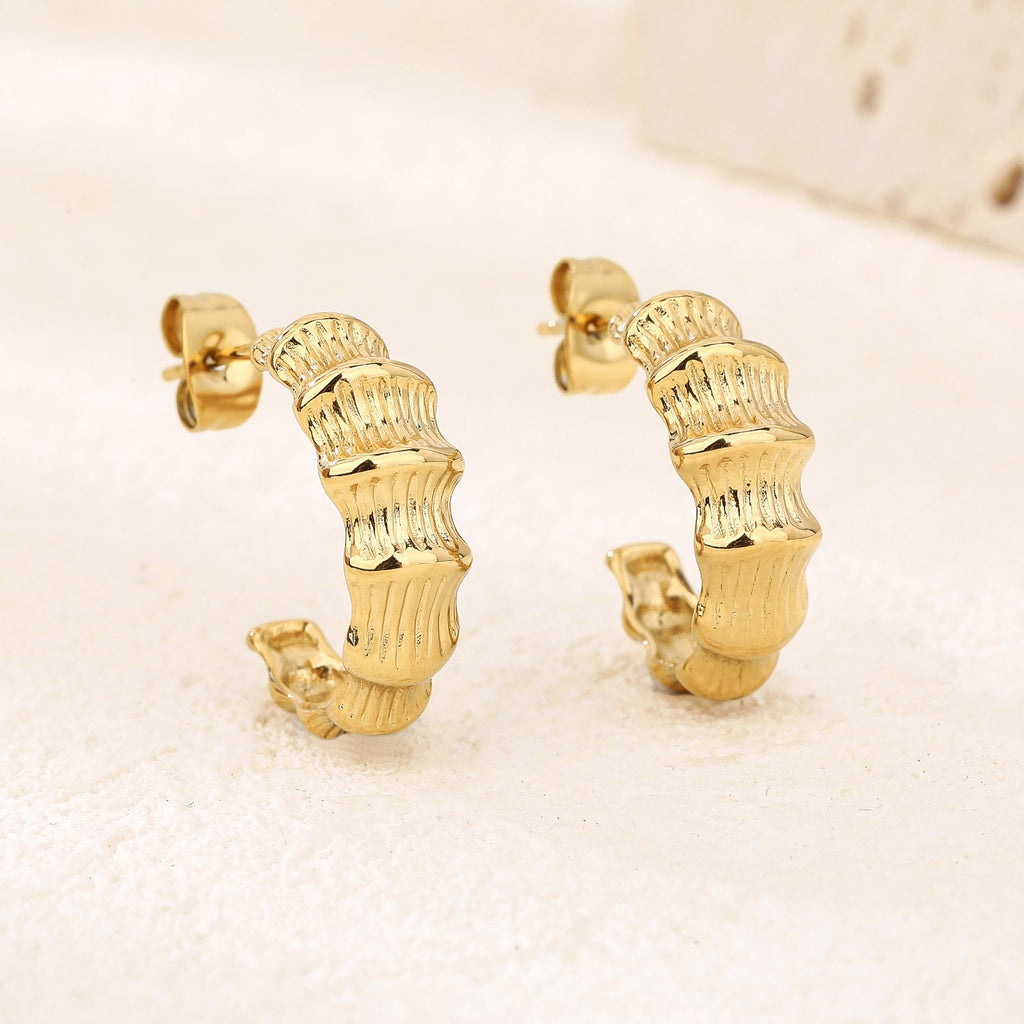 Lightweight Chunky Gold Open Hoop Earrings, 2cm