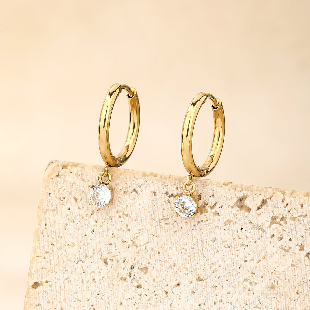 Tiny CZ Huggie Hoop Earrings, Flexible Pin, 2.4cm