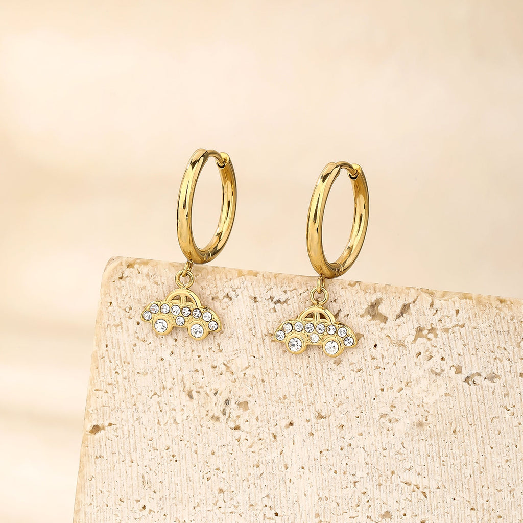Delicate CZ Dangle Hoop Earrings, Flexible Fit