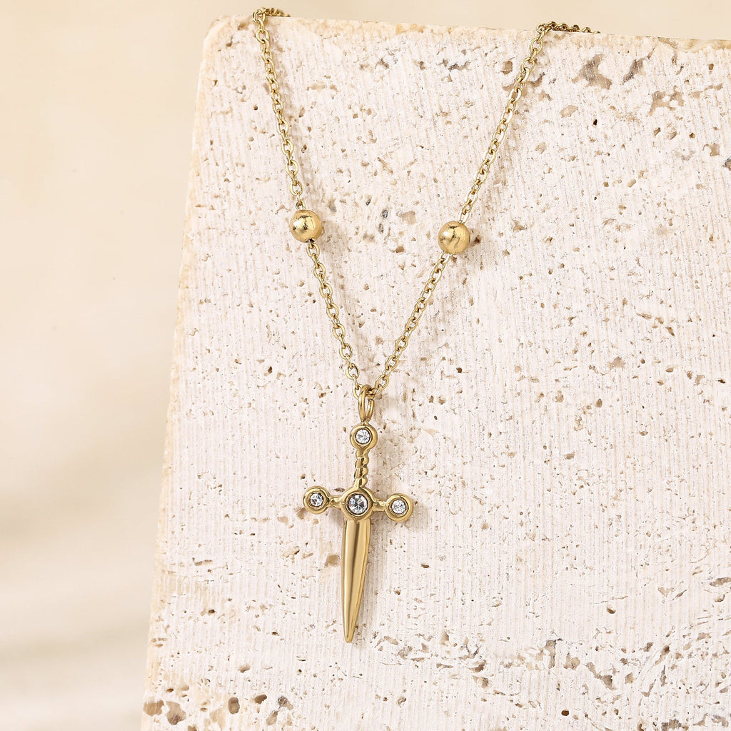 Four-Stone Cross Pendant Necklace