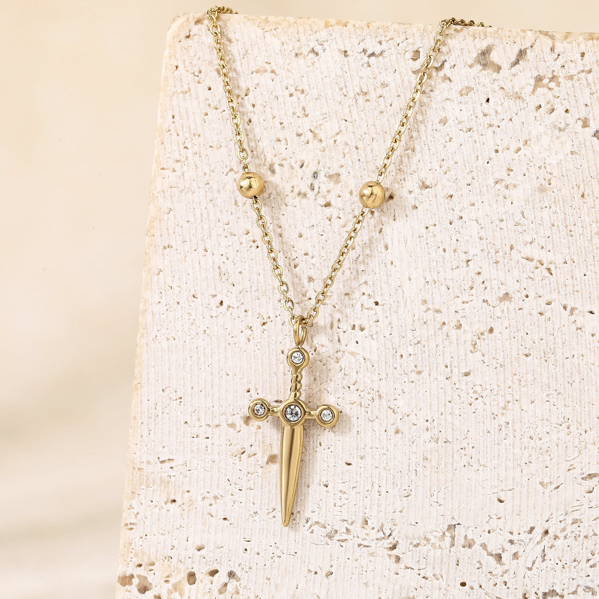 Four-Stone Cross Pendant Necklace