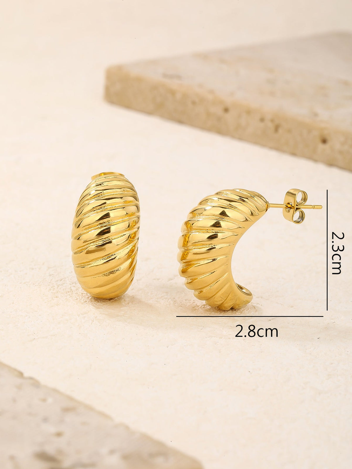 Chunky Wavy Stud Earrings, Sculptural 18g Weight