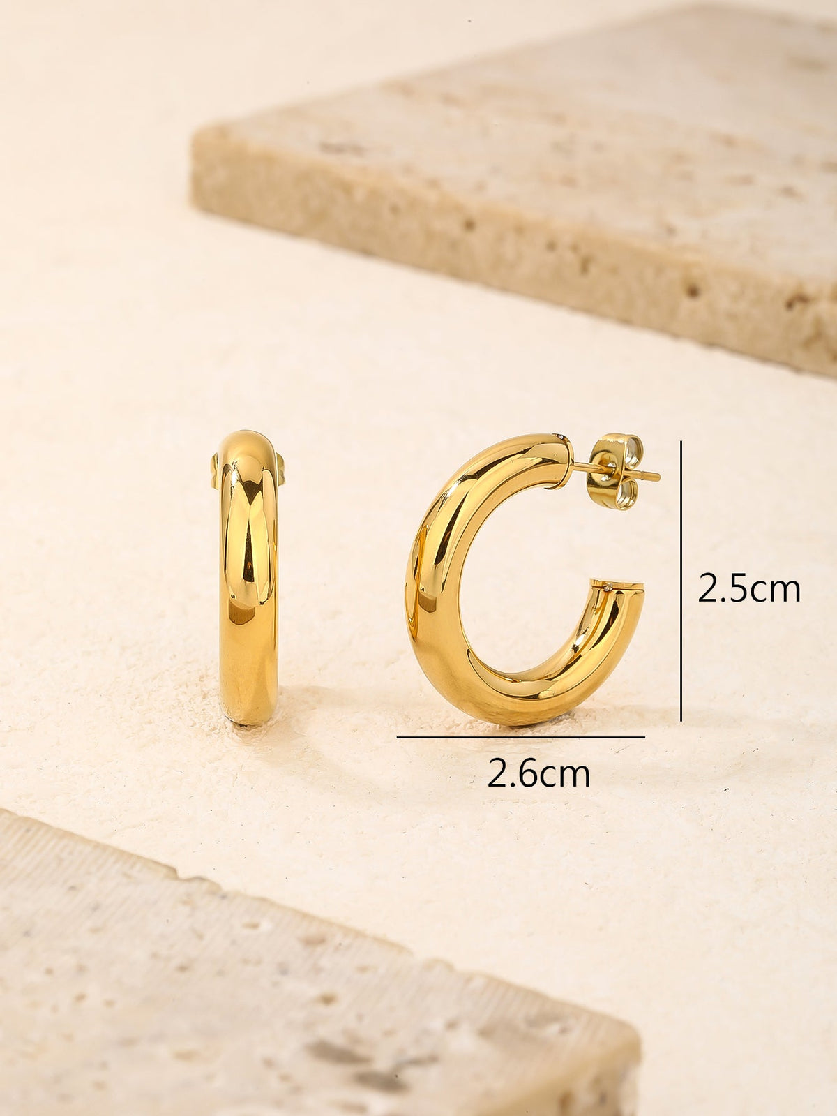 Durable Chunky Hoop Earrings, Day-to-Night 2.5cm