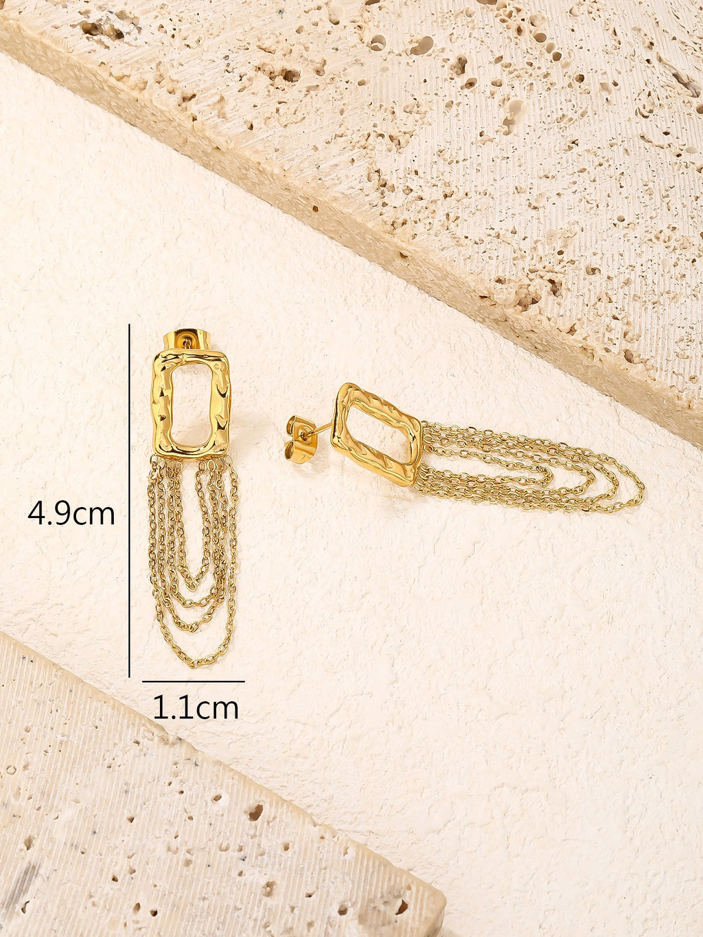 Tassel Chain Drop Earrings, Fringed Movement Style