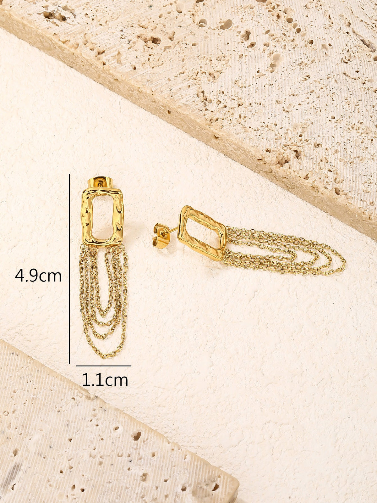 Tassel Chain Drop Earrings, Fringed Movement Style