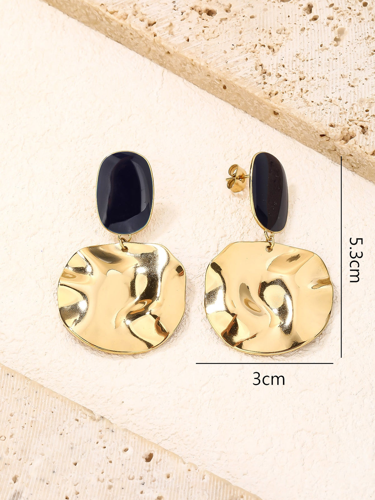 Chunky Gold Disc Drop Earrings, Oversized Statement Style