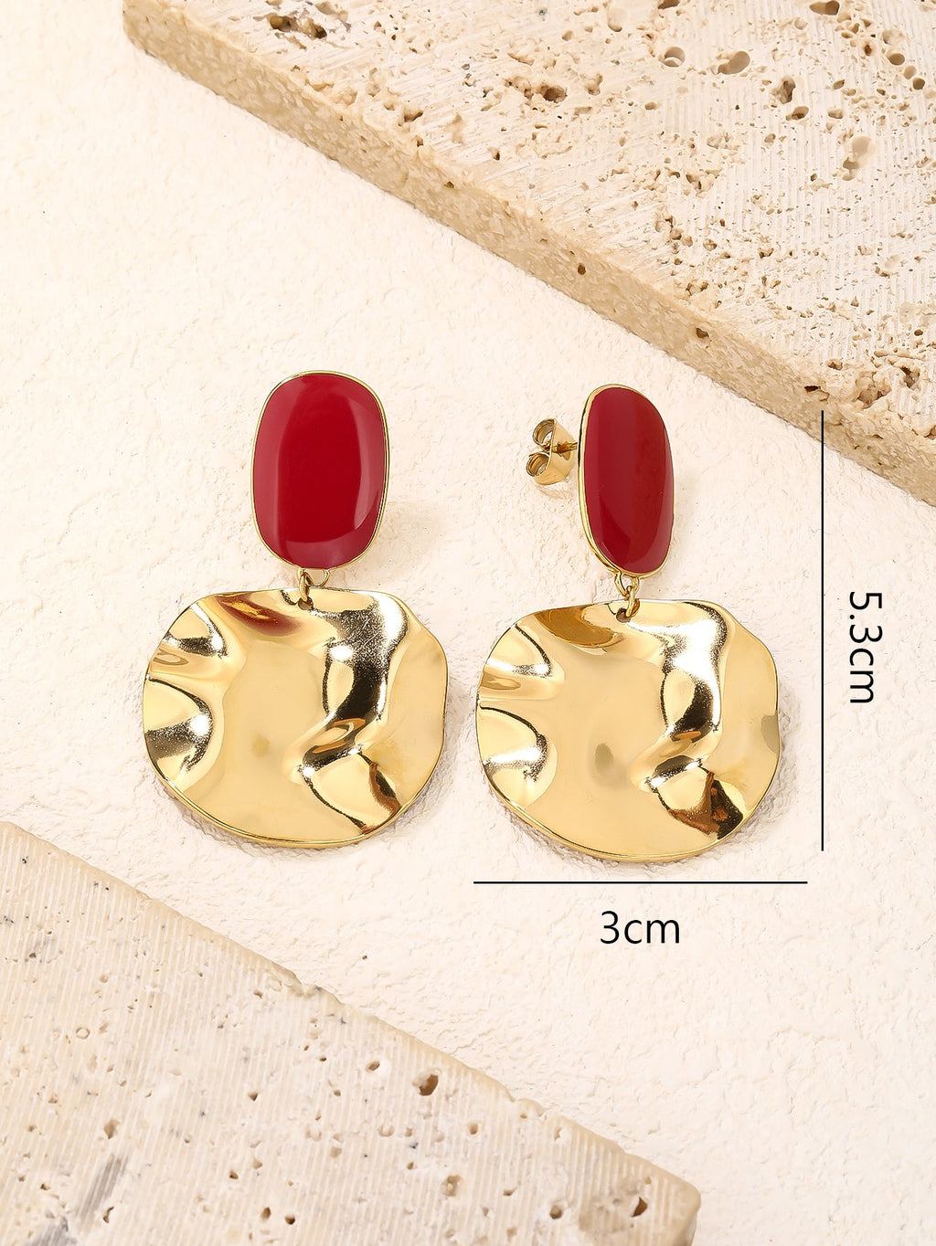 Chunky Gold Disc Drop Earrings, Oversized Statement Style
