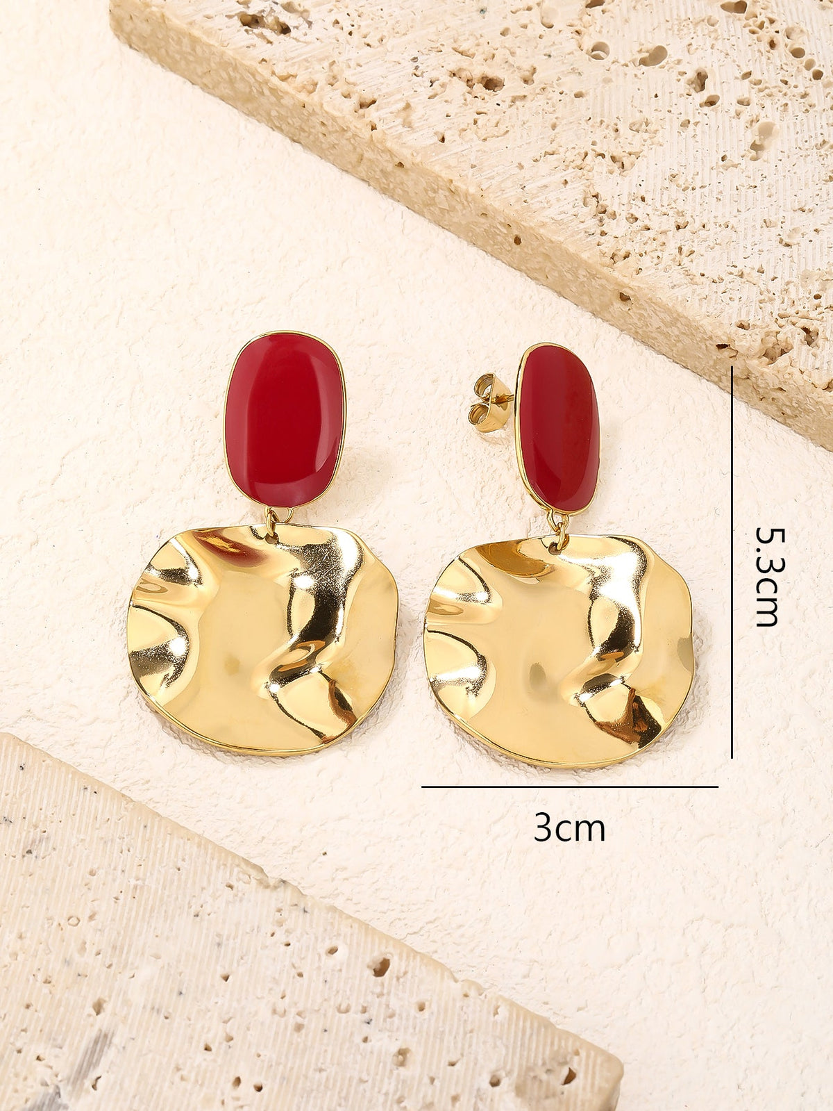 Chunky Gold Disc Drop Earrings, Oversized Statement Style