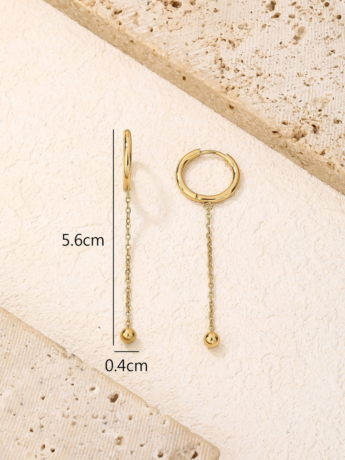 Dainty Hoop Ball Earrings, Slim 5.6cm Vintage Hoop