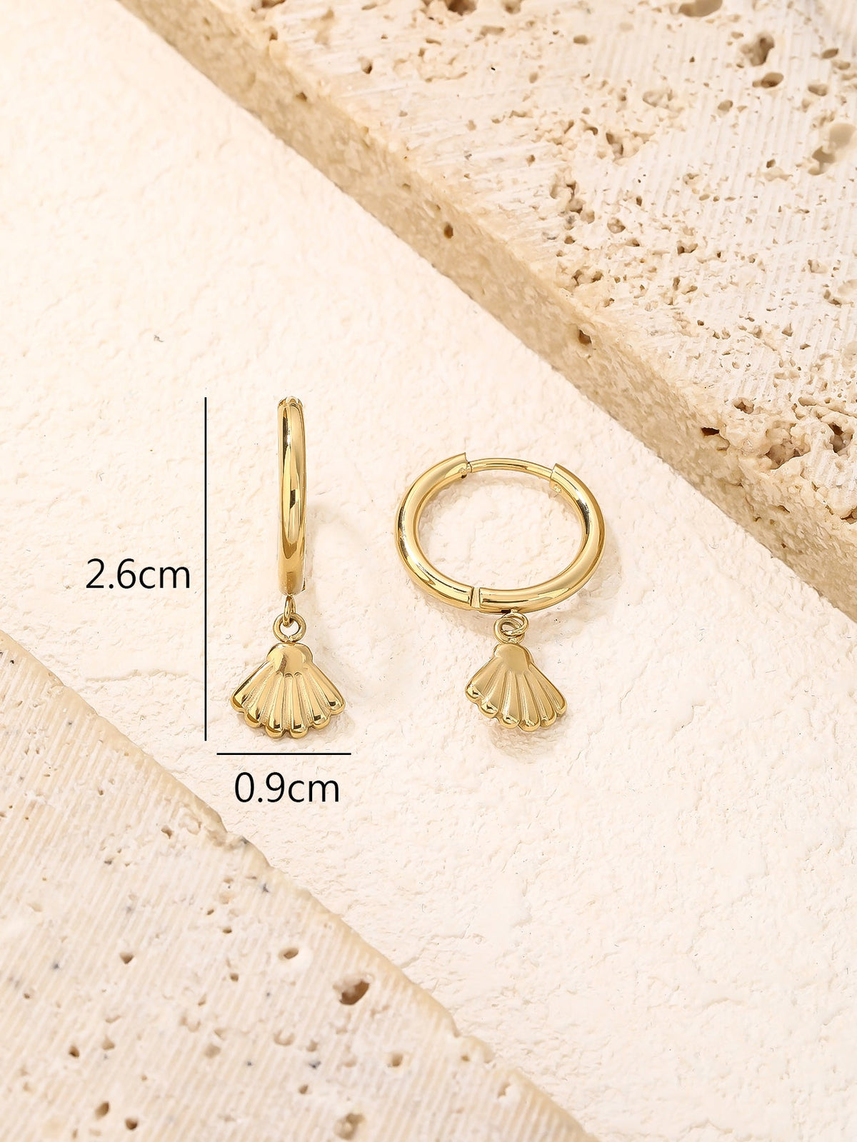 Beach Shell Hoop Earrings, Scallop Shell Charm