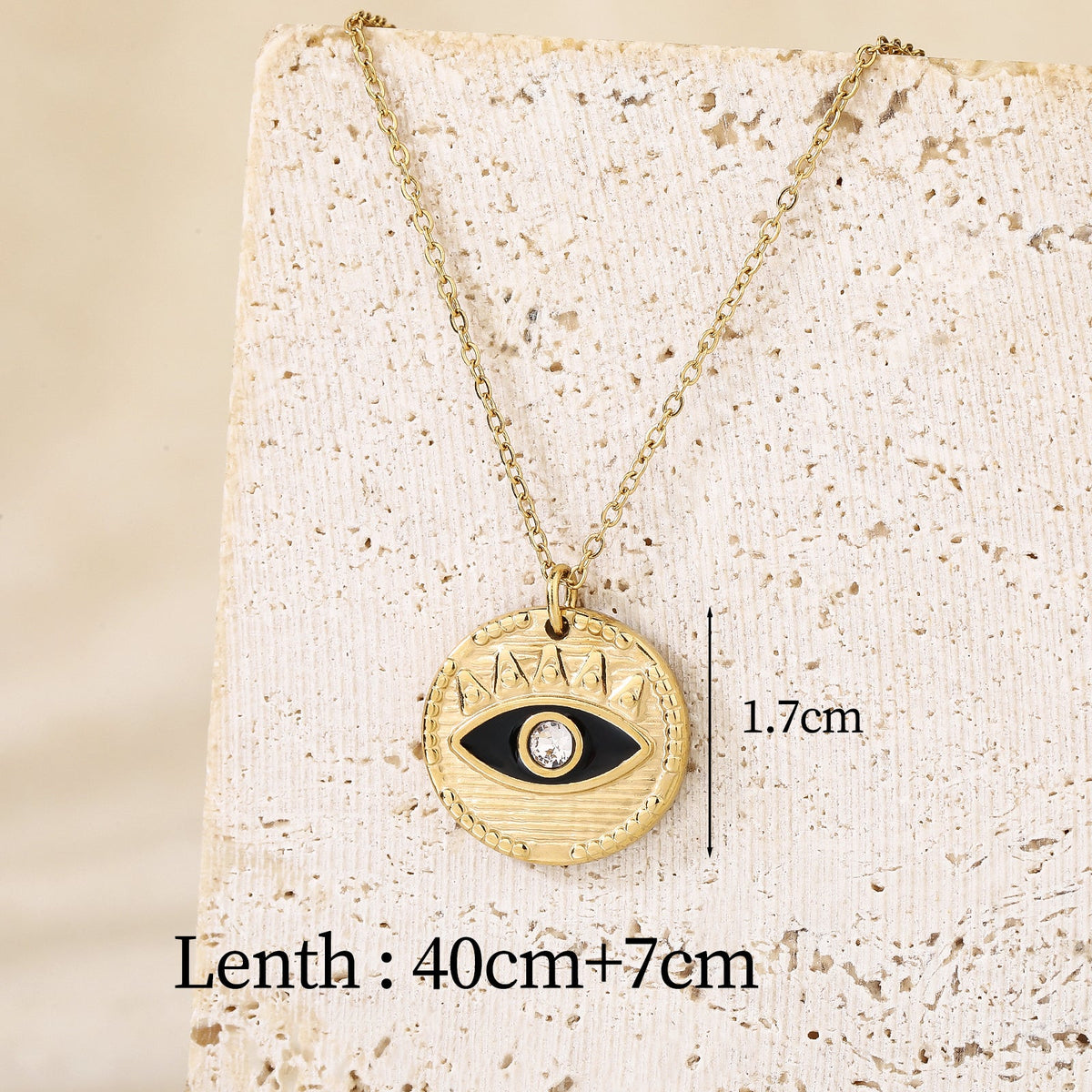 Jet-Black Evil Eye Pendant Necklace