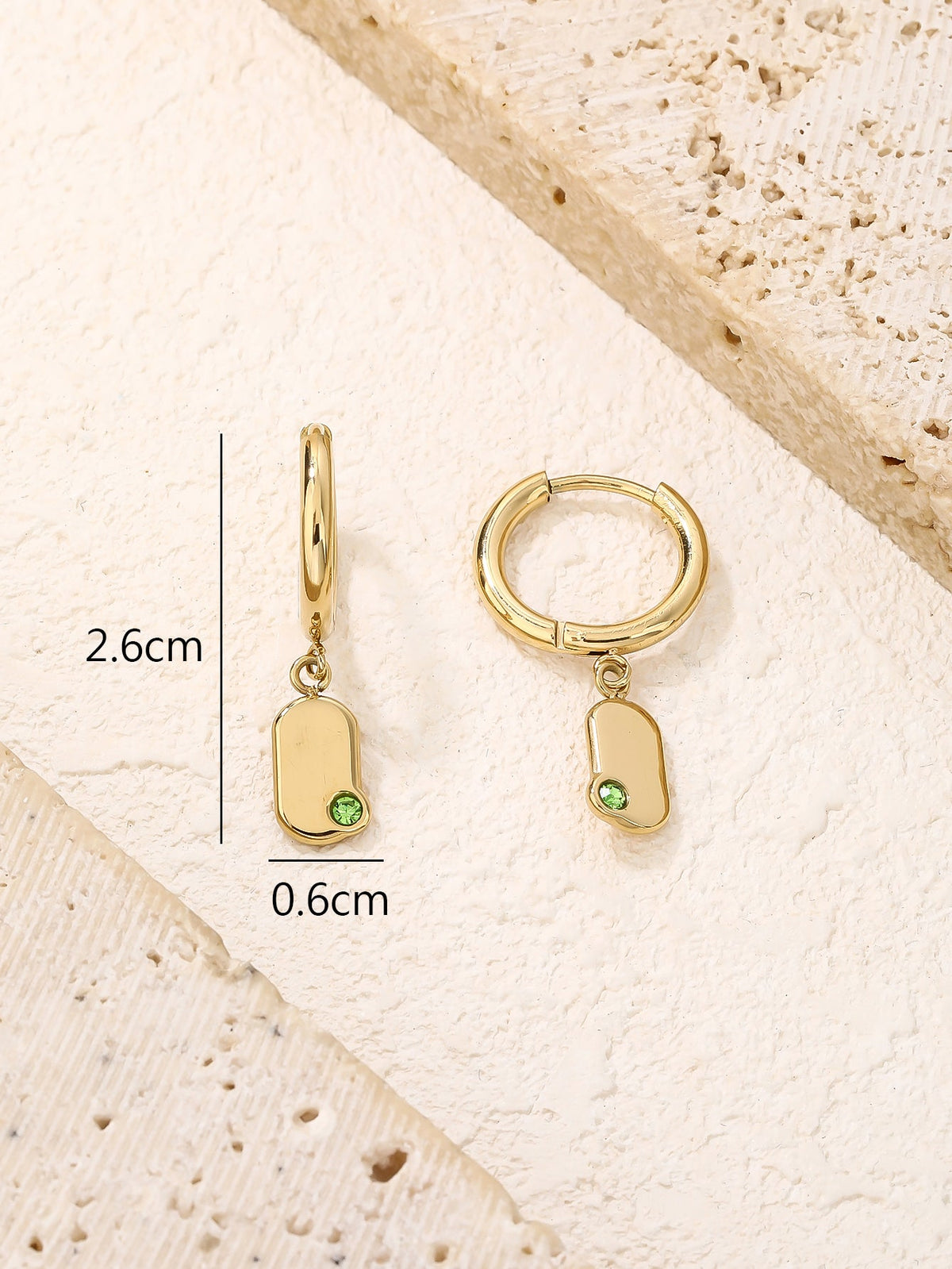 Green Crystal Dangle Drop Earrings, Adjustable Pin