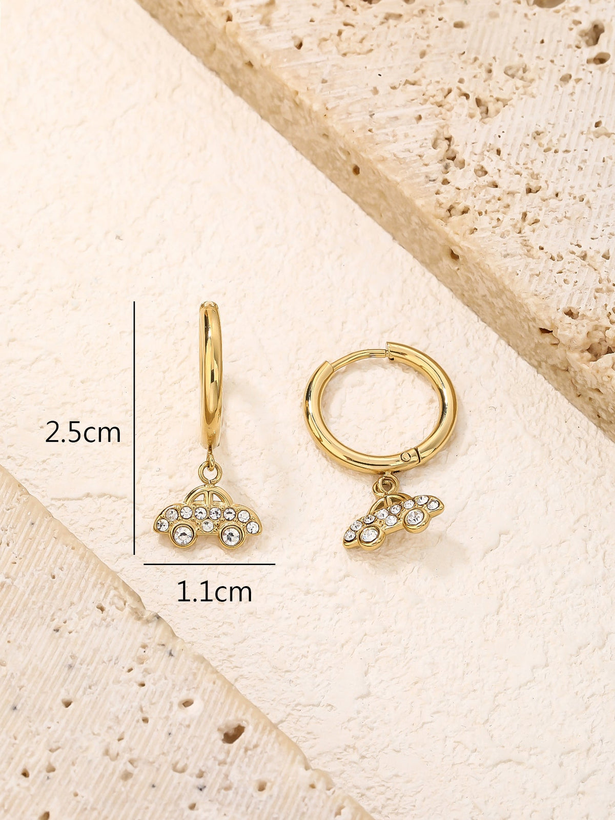 Delicate CZ Dangle Hoop Earrings, Flexible Fit